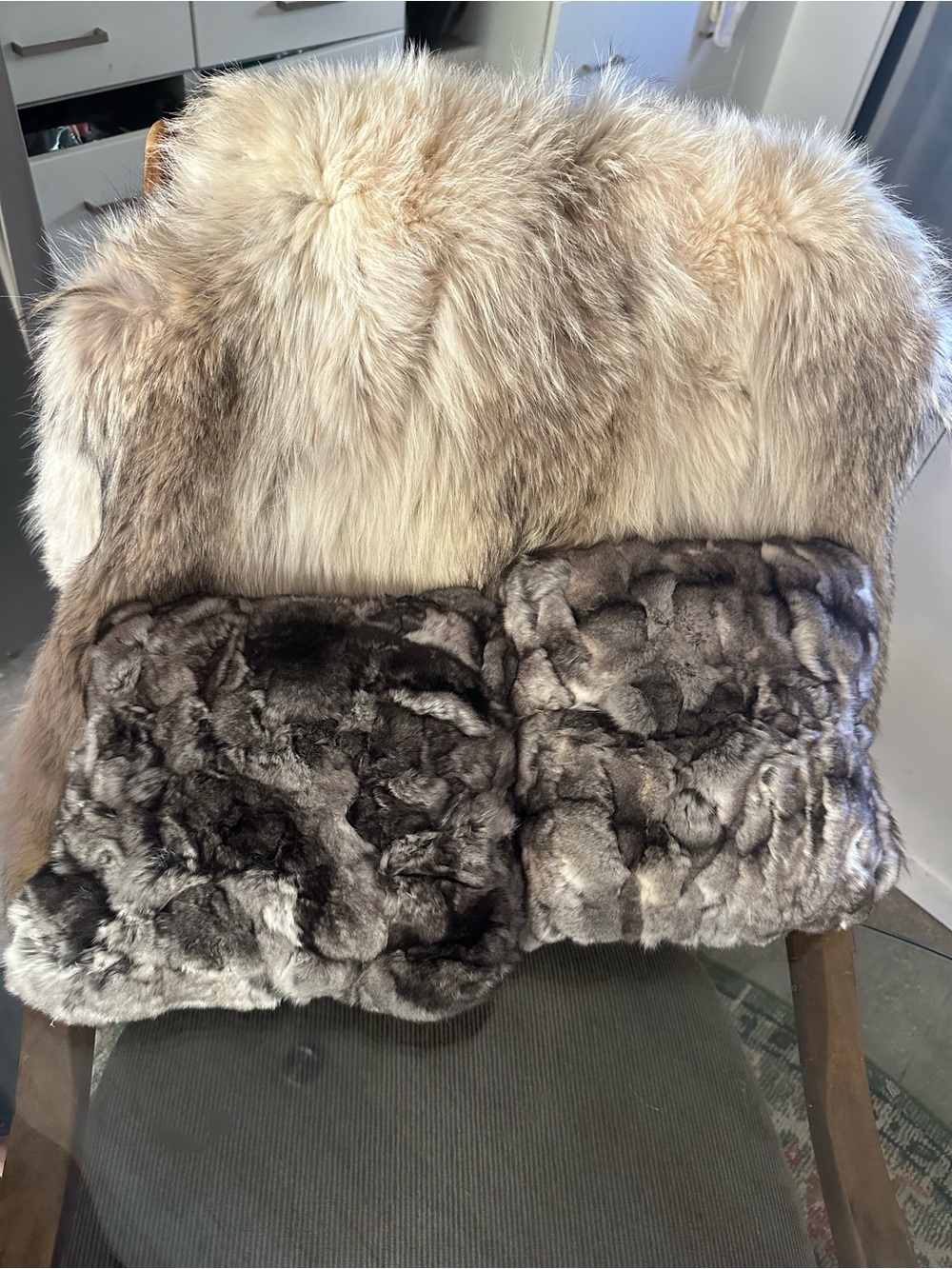 2 Beautiful Genuine Chinchilla Fur Throw Pillows 10x10